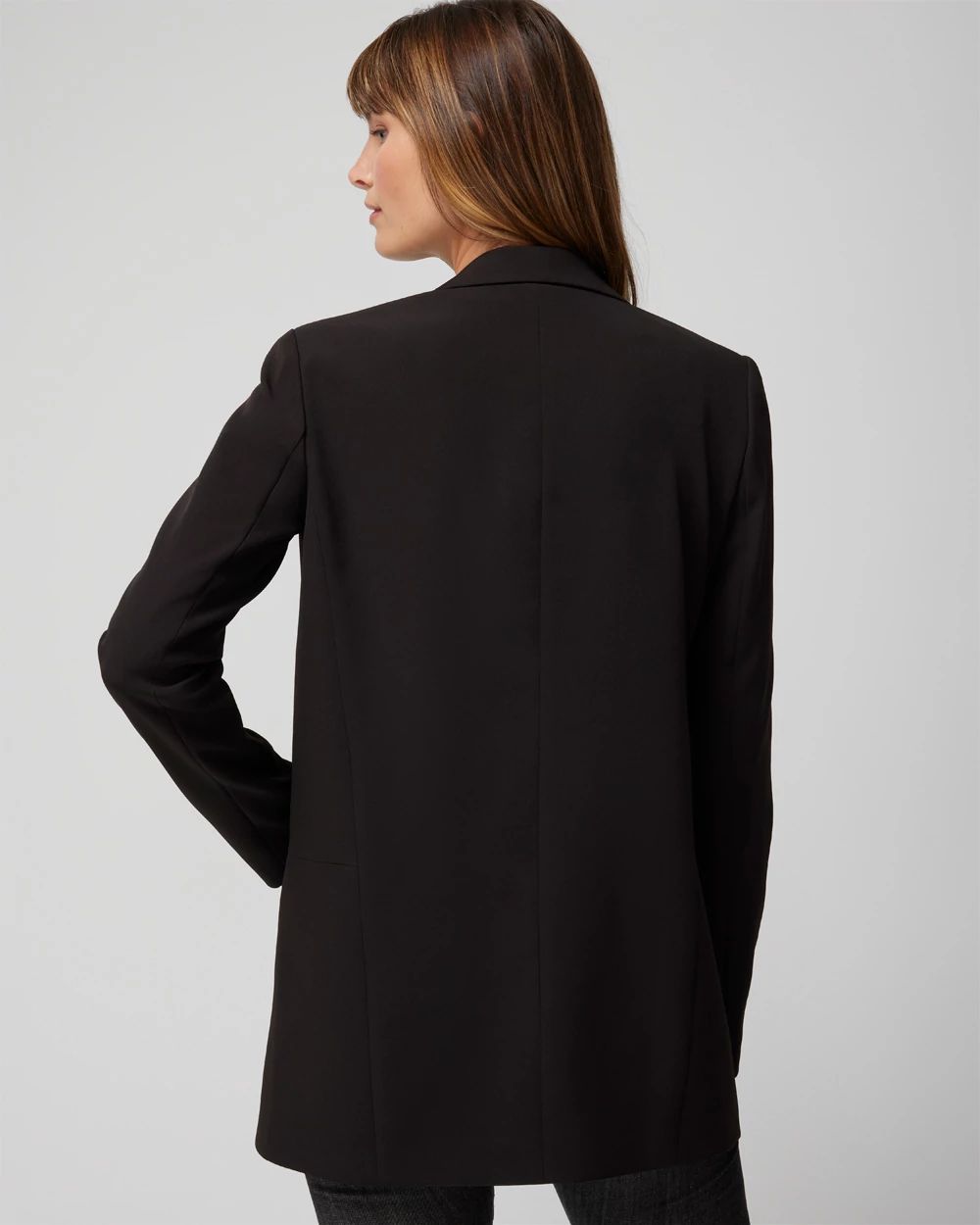 Black and white long blazer hot sale